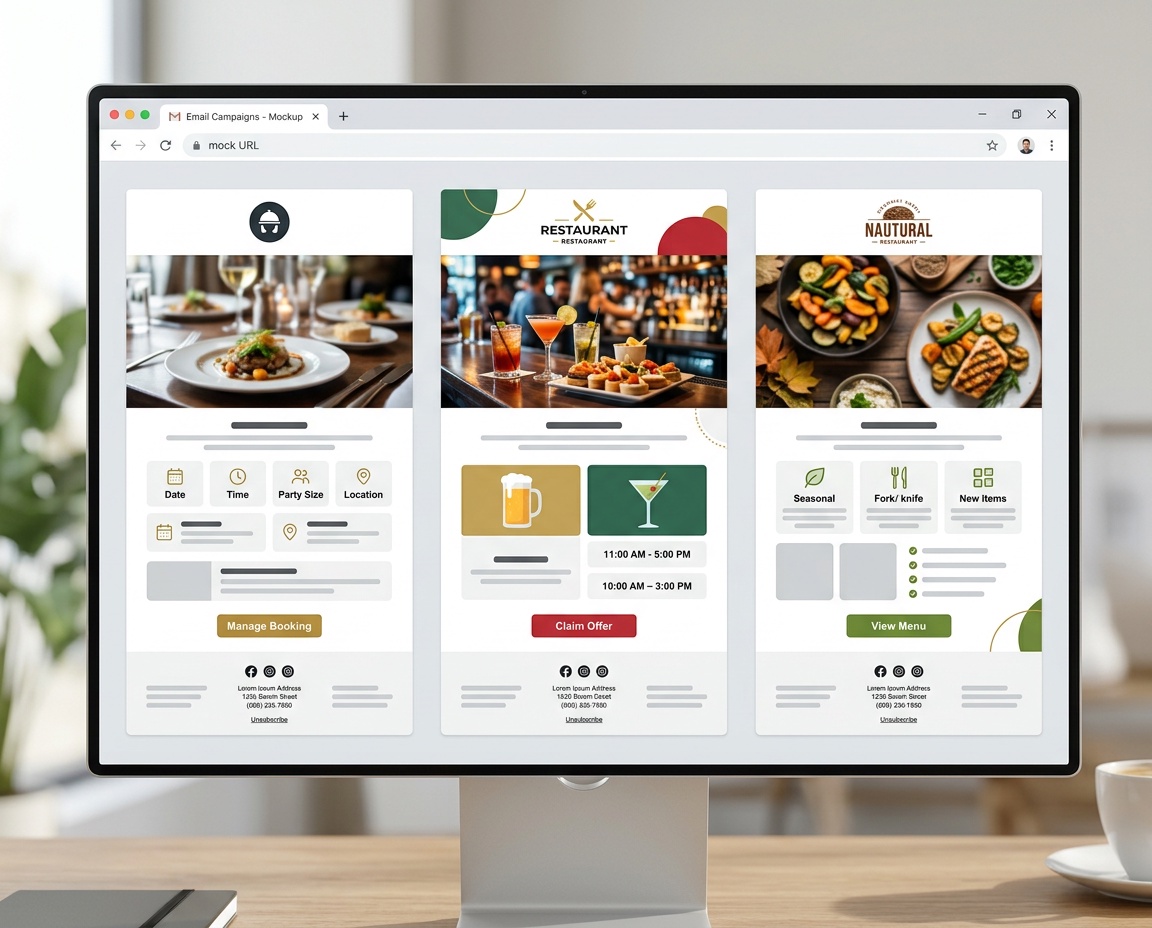 Mockup of Email Templates for Restaurants